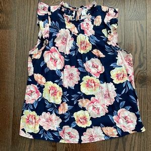 Old Navy Ruffle Sleeveless Floral Shirt - size S
